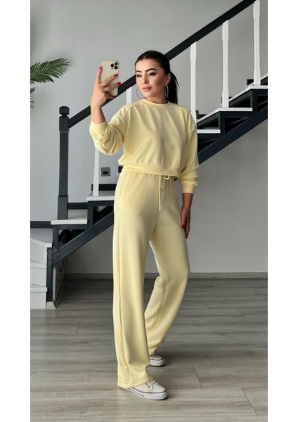 Sarı Modal Sweat-Pantolon Takım modelleri