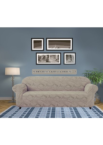 Koltuk Örtüsü Koltuk Kılıfı Jakarlı Esnek ve Lastikli Yıkanabilir 3 Kişilik Çekyat Örtüsü Bir Adet