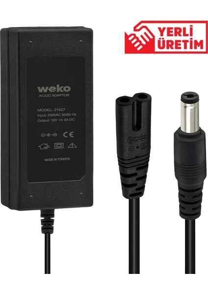 12 Volt 5 Amper 5.5 2.5 Uçlu Yerli Üretim Plastik Kasa Masaüstü Adaptör modelleri
