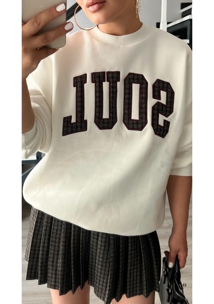 Ekru Soul Nakışlı 3 Iplik Sweatshirt fiyatları