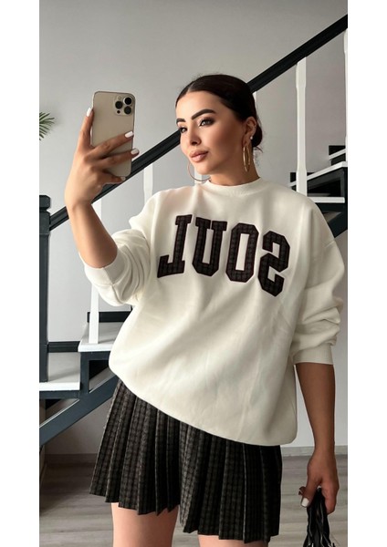 Ekru Soul Nakışlı 3 Iplik Sweatshirt modelleri