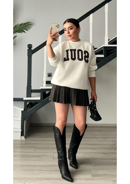 Ekru Soul Nakışlı 3 Iplik Sweatshirt fırsatları