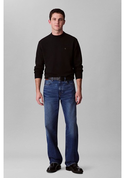 Erkek Regular Fit Monogram Nakışlı Kazak - Siyah fiyatları