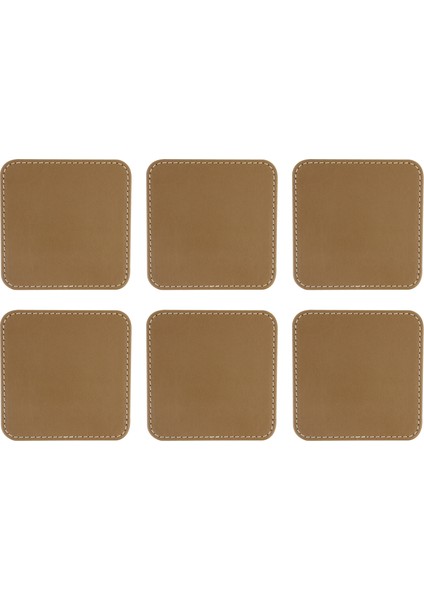 Bardak Altlığı,6’lı Set,masaüstü Kare Cup Coaster,vegan Suni DERI,11X11 Cm.,vizon fırsatları