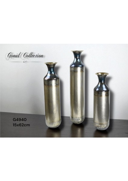 Vazo Metal 14,5X62 cm Kahverengi G4940