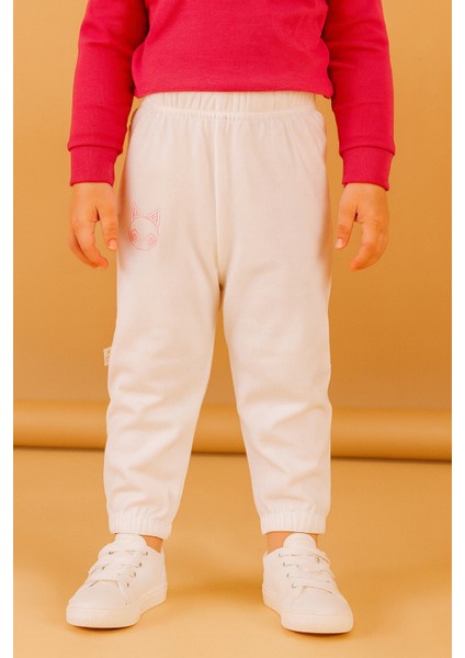 Pamuklu Bebek Beyaz Eşofman Altı