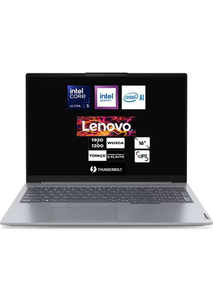 Thinkbook 16 G7 Intel Ultra 5 125U 32 GB 512 GB SSD Windows 11 Pro Intel Graphics 16" Wuxga Notebook 21MS005KTRCB8
