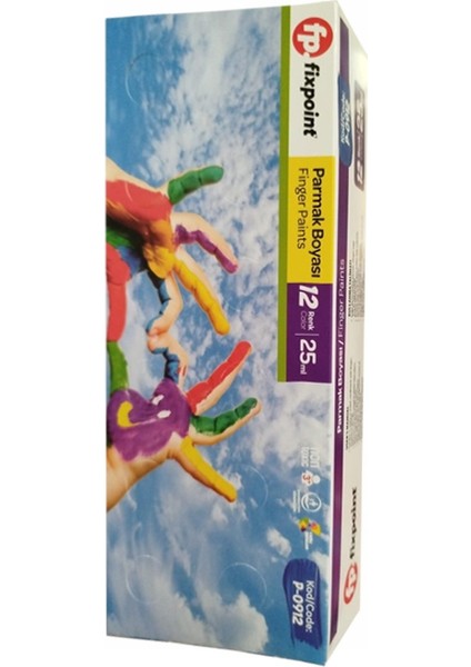Parmak Boya 12 Renk 1 Adet Fixpoint 25 ml 12 Li Parmak Boya Resim Dersi Su Bazlı Resim Okul Öncesi Kreş Anasınıfı
