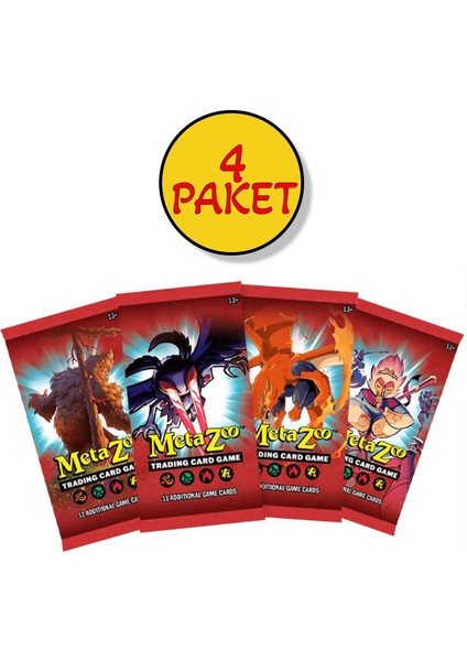 4 Paket Metazoo 2025 Tcg Base Set Koleksiyon Kartı Booster Pack 48 Kart