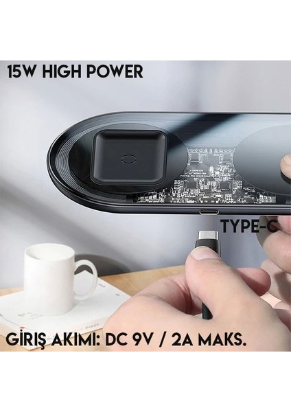 Baseus Simple 2in1 Kablosuz Wireless Şarj 18W IPHONES+IPODS-(5775) fiyatları
