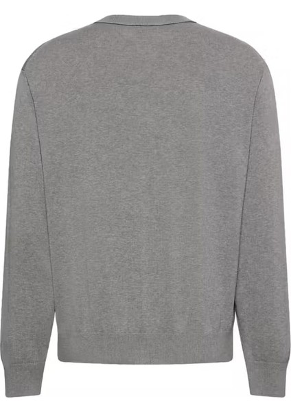 Erkek Regular Fit Monogram Nakışlı Kazak - Gri fiyatları