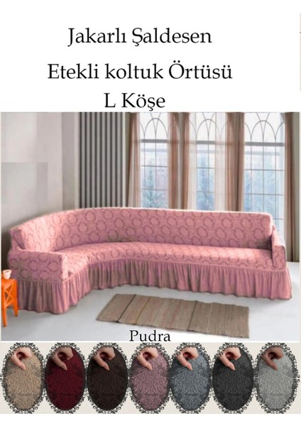 Jakarli Şal Desen L Köşe Koltuk Örtüsü, Esnek Koltuk Kılıfı, Osmanlı Desen (350CM)