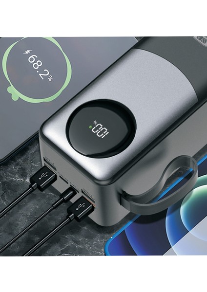 50.000 Mah Hızlı Şarj 22.5W Powerbank 4xusb 2xtype-C Kendinden Kablolu Powerbank Dijital Göstergeli fiyatları