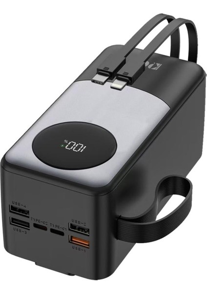 50.000 Mah Hızlı Şarj 22.5W Powerbank 4xusb 2xtype-C Kendinden Kablolu Powerbank Dijital Göstergeli modelleri