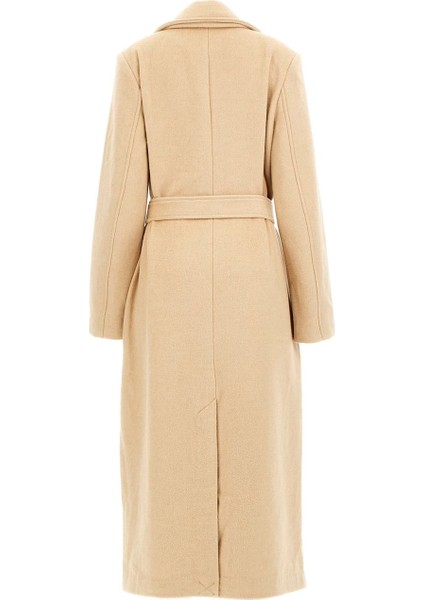 Kadın Lorenza Kuşaklı Kruvaze Yaka Uzun Kaban - Bej fiyatları