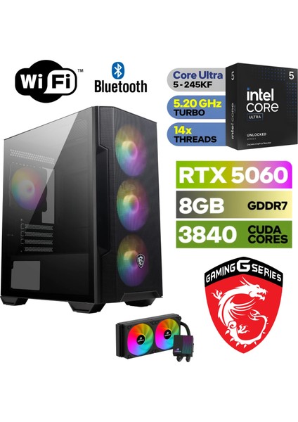 Şafak-Gaming Pc Ddr5 -Rtx 5060 8 GB – Ultra 5 245KF – 32GB -64GB Ddr5 Ram – 1 Tb M.2 SSD - Sıvı Sogutmalı - Windows 110-SIVI Sogutmalı