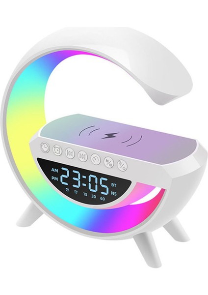 Kablosuz Şarjlı Rgb Işıklı Dijital Saatli Fm Radyo Bluetooth Hoparlör