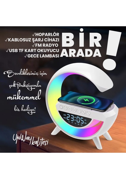 Kablosuz Şarjlı Rgb Işıklı Dijital Saatli Fm Radyo Bluetooth Hoparlör fırsatları