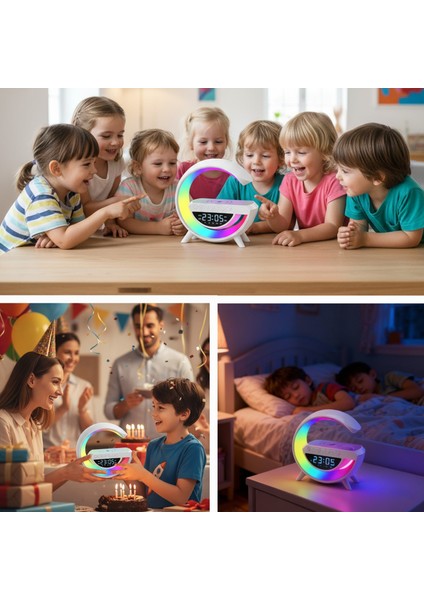 Kablosuz Şarjlı Rgb Işıklı Dijital Saatli Fm Radyo Bluetooth Hoparlör indirimleri