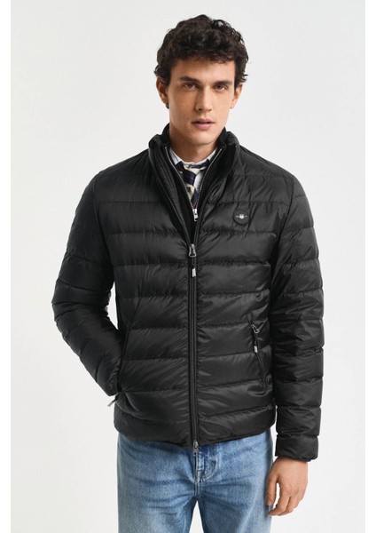 Erkek Regular Fit Dik Yaka Kaz Tüyü Mont - Siyah