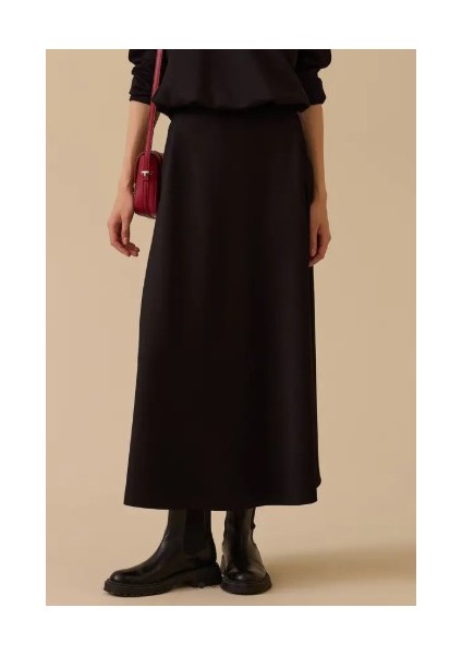 Kadın Basic Kloş Uzun Etek - Siyah