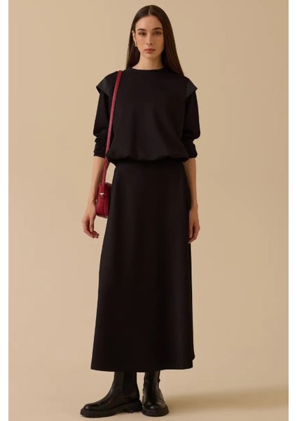 Kadın Basic Kloş Uzun Etek - Siyah modelleri