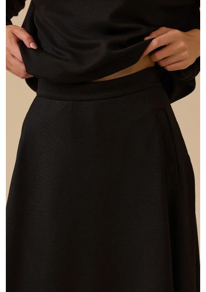 Kadın Basic Kloş Uzun Etek - Siyah fırsatları