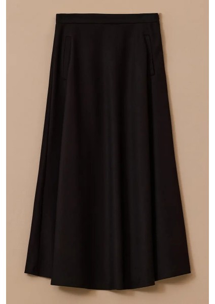 Kadın Basic Kloş Uzun Etek - Siyah