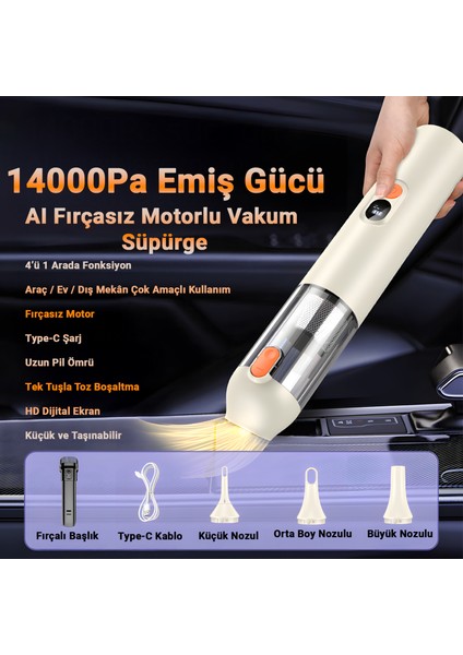VC030 Kablosuz Şarjlı El Süpürgesi 14000PA Güçlü Emiş, 6000MAH Batarya, Hepa Filtre