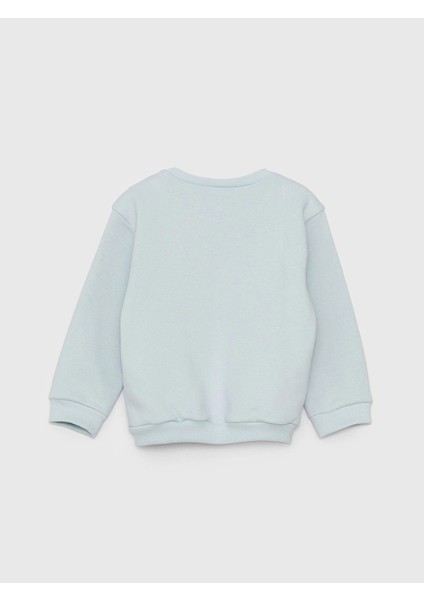 Lcw Baby Mavi Bisiklet Yaka Uzun Kollu Kız Bebek Sweatshirt ve Tayt 2'li Takım fırsatları