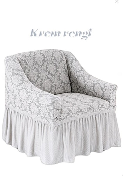 Şal Desen Jakarli Tek Kişilik Koltuk Örtüsü ,berjer Kılıfı Etekli (1 Adet)