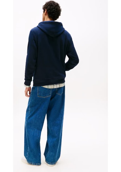 Erkek Regular Fit Yazı Baskılı Kapüşonlu Sweatshirt - Lacivert modelleri