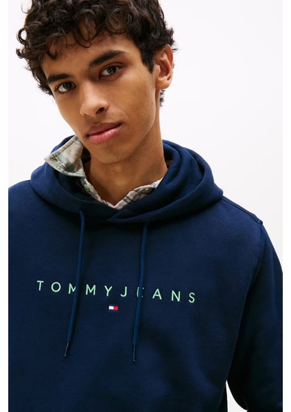 Erkek Regular Fit Yazı Baskılı Kapüşonlu Sweatshirt - Lacivert fırsatları
