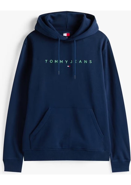 Erkek Regular Fit Yazı Baskılı Kapüşonlu Sweatshirt - Lacivert indirimleri