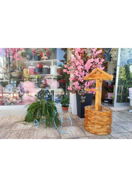 Bisiklet Metal Ferfoje Çiçeklik Saksılık Mavi 50X 78 cm