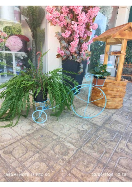 Bisiklet Metal Ferfoje Çiçeklik Saksılık Mavi 50X 78 cm modelleri