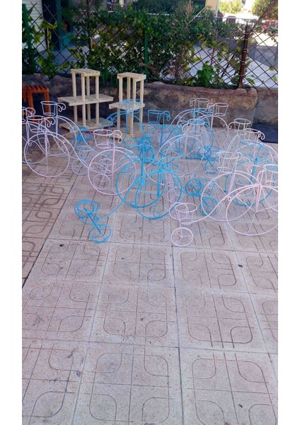 Bisiklet Metal Ferfoje Çiçeklik Saksılık Mavi 50X 78 cm indirimleri