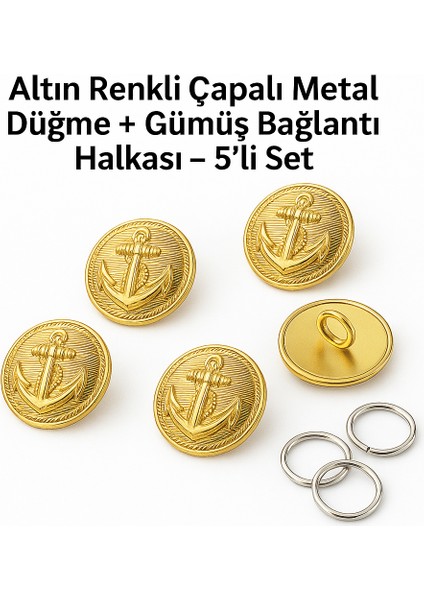 Okul Çeket Düğmesi Altın Renkli Çapalı Metal Düğme – 23mm