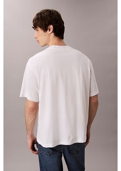 Erkek Regular Fit Yazı Baskılı Pamuklu T-Shirt - Beyaz fiyatları