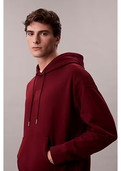 Erkek Regular Fit Premium Terry Kapüşonlu Sweatshirt - Bordo fırsatları