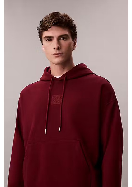 Erkek Regular Fit Premium Terry Kapüşonlu Sweatshirt - Bordo indirimleri