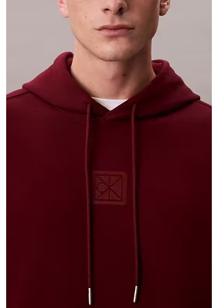 Erkek Regular Fit Premium Terry Kapüşonlu Sweatshirt - Bordo