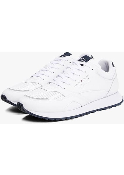 Erkek Dokulu Panelli Runner Sneaker - Beyaz