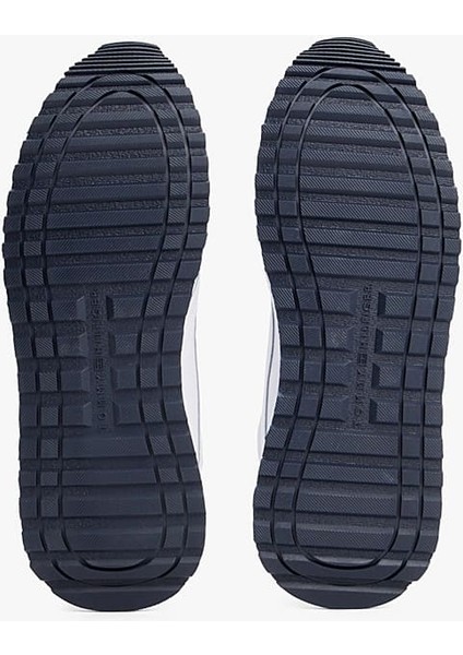 Erkek Dokulu Panelli Runner Sneaker - Beyaz