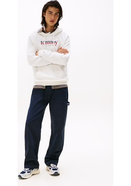 Erkek Logo Baskılı Kapüşonlu Sweatshirt – Ekru modelleri