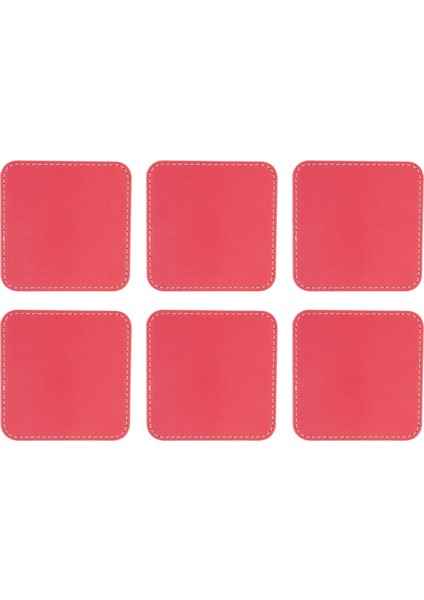 Bardak Altlığı,6’lı Set,masaüstü Kare Cup Coaster,vegan Suni DERI,11X11 Cm.,fuşya fırsatları
