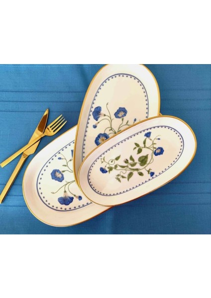 Sarmaşık Üçlü Kayık Tabak Seti