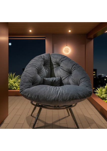 Elite Milano Füme Modern Tekli Berjer – Ergonomik Dinlenme ve Okuma Koltuğu | Lüks Tay Tüyü Döşeme