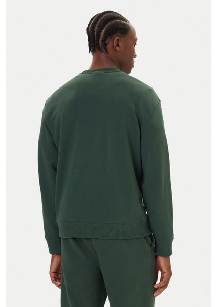 Erkek Regular Fit Monogram Nakışlı Sweatshirt - Yeşil fiyatları