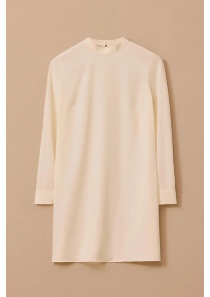 Kadın Dik Yaka Yan Yırtmaçlı Tunik - Ekru indirimleri